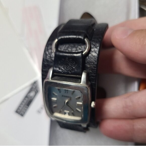 Fossil Watch Unisex JR8184 Genuine Leather Black Silver Steel Interchangeable - Picture 6 of 7